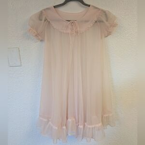 Vintage 1950s Baby Pink Babydoll Duster
